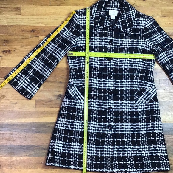 HOT & HOLLYWOOD BLACK/WHITE PLAID PEA COAT - Picture 8 of 8
